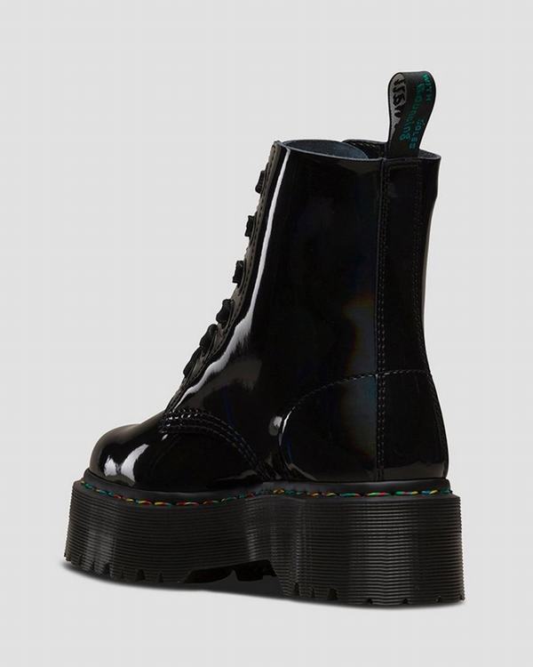 Dr Martens Dámské Boty Na Platformě Molly Rainbow Patent Černé Viacfarebný, CZ-987124